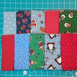 100 Vintage Christmas Fabric Pre-cut Squares 5.75 Inch